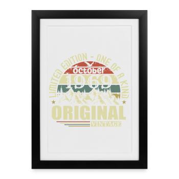 Octobre 1969 - Cadeau pour ses 56 ans Octobre - Affiche encadrée (27 × 37 cm) - noir - Devant