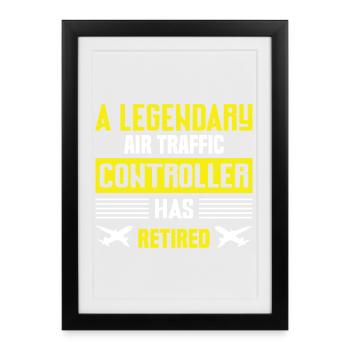 Humour sur la retraite des contrôleurs aériens - Affiche encadrée (27 × 37 cm) - noir - Devant