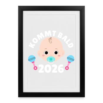 Future maman PROCHAINEMENT 2026 Drôle - Affiche encadrée (27 × 37 cm) - noir - Devant