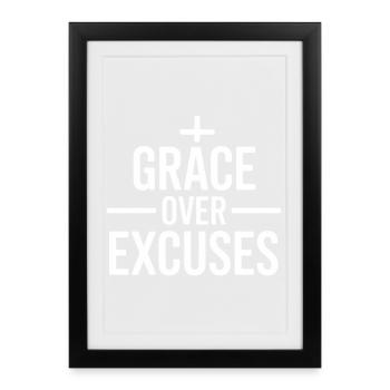 Message de grâce chrétienne sur les excuses - Affiche encadrée (27 × 37 cm) - noir - Devant