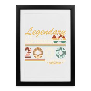 Septembre 2000 Vintage Rétro Cadeau d’anniversaire - Affiche encadrée (27 × 37 cm) - noir - Devant
