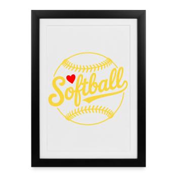 Conception de softball - Affiche encadrée (27 × 37 cm) - noir - Devant