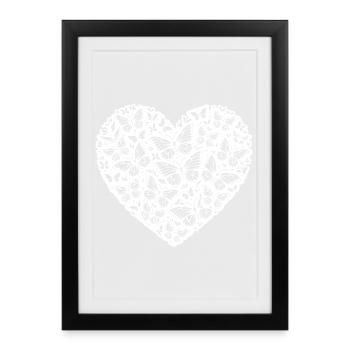 Heart with butterflies, joie de vivre - Framed poster (27 × 37 cm) - black - Front