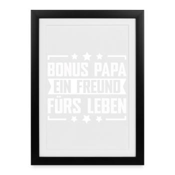 Papa bonus Un ami pour la vie - Affiche encadrée (27 × 37 cm) - noir - Devant