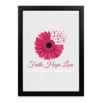 Faith Hope Love Breast Cancer Awareness Flower Tee - Framed poster (27 × 37 cm) - black - Front
