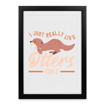 Loutre de mer comme loutre mignonne - Affiche encadrée (27 × 37 cm) - noir - Devant