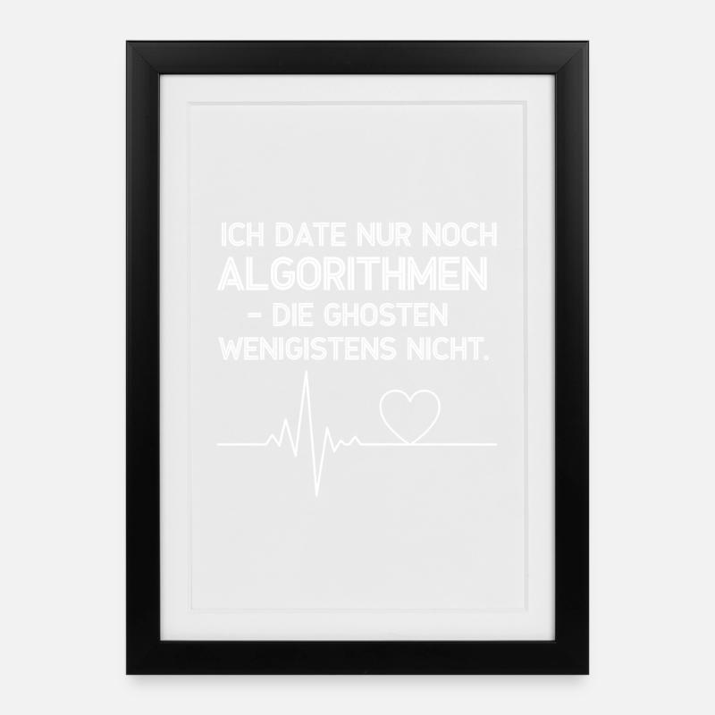 Algorithmus Dating Herzbeat - Gerahmtes Poster (27 × 37 cm) - Schwarz