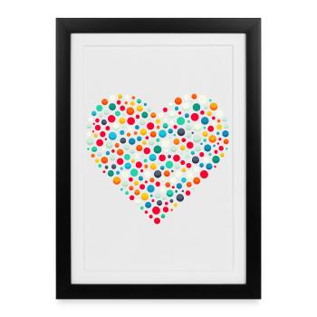 Mosaïque de coeur de points colorés tachetés - Affiche encadrée (27 × 37 cm) - noir - Devant