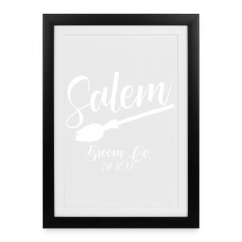 Balai de Salem Sorcière Halloween - Affiche encadrée (27 × 37 cm) - noir - Devant
