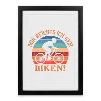 Motif motard rétro coucher de soleil - Affiche encadrée (27 × 37 cm) - noir - Devant