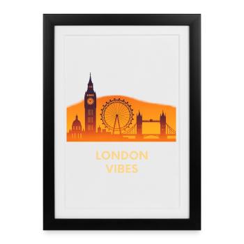 London Vibes Skyline Silhouette City - Framed poster (27 × 37 cm) - black - Front