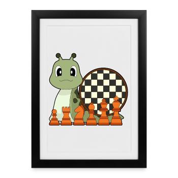 Snail Chessboard Chess Board Game - Framed poster (27 × 37 cm) - black - Front