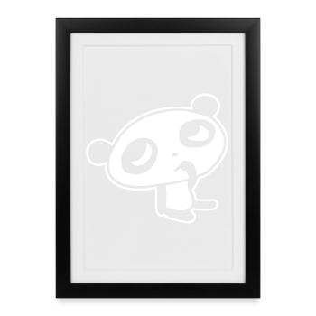 Panda mignon – Ours Kawaii et design en bambou - Affiche encadrée (27 × 37 cm) - noir - Devant