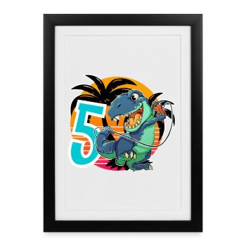 5 T Rex - Affiche encadrée (27 × 37 cm) - noir - Devant