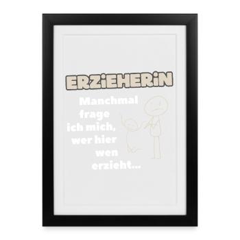 Éducateur - Qui éduque qui ici - Affiche encadrée (27 × 37 cm) - noir - Devant