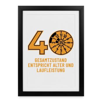 HU Novembre 2025 - 40 ans - Cadeau d’anniversaire - Affiche encadrée (27 × 37 cm) - noir - Devant