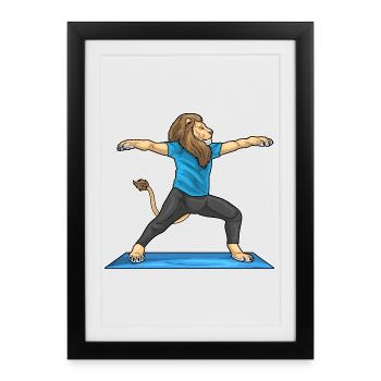Lion Yoga Fitness Gymnastics - Framed poster (27 × 37 cm) - black - Front