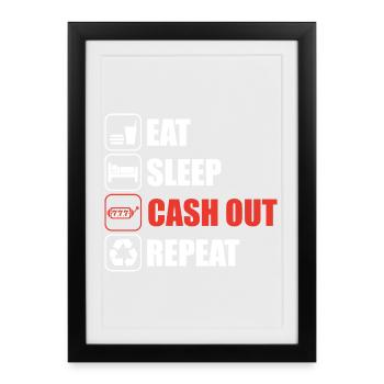 Cash out Casino Gambling Funny Player - Affiche encadrée (27 × 37 cm) - noir - Devant