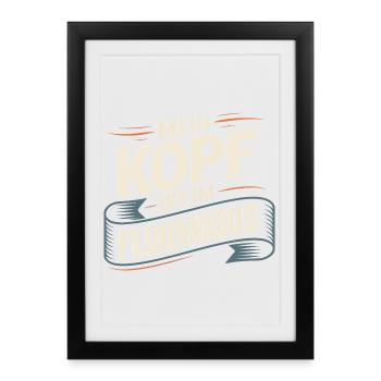 Ma tête est en mode avion – Drôle de dicton - Affiche encadrée (27 × 37 cm) - noir - Devant