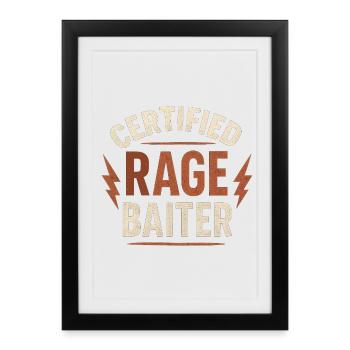 Vintage en détresse Rage Baiter drôle de dicton - Affiche encadrée (27 × 37 cm) - noir - Devant