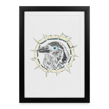 Gothic Crow Peeking Out of Crack - Raven - Framed poster (27 × 37 cm) - black - Front
