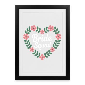 Bride Squad Fleur Coeur - Affiche encadrée (27 × 37 cm) - noir - Devant