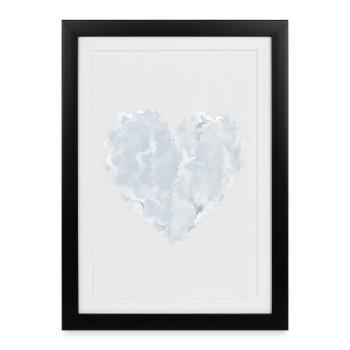 Cœur de nuages – Cœur blanc à la texture douce - Affiche encadrée (27 × 37 cm) - noir - Devant