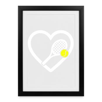 Tennis Heart Racket Ball Sport Passion - Framed poster (27 × 37 cm) - black - Front