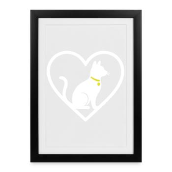 Cat Heart Silhouette Cute Pet Lover Gift - Framed poster (27 × 37 cm) - black - Front
