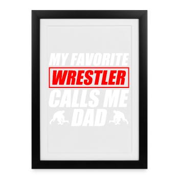 Mon catcheur préféré : Papa drôle de catch - Affiche encadrée (27 × 37 cm) - noir - Devant