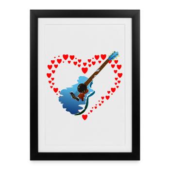 Heart with guitar - Framed poster (27 × 37 cm) - black - Front