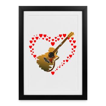Heart with guitar - Framed poster (27 × 37 cm) - black - Front