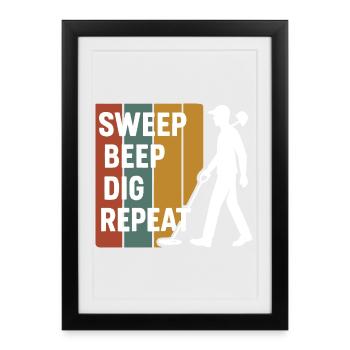 Balayage Bip Creuser Répéter Détection de métaux Fun - Affiche encadrée (27 × 37 cm) - noir - Devant