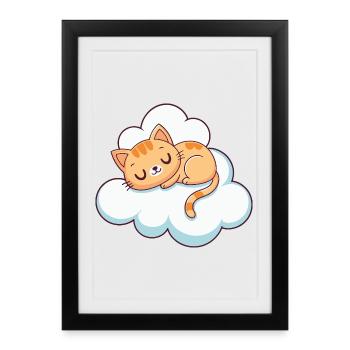 Sleeping kitten on cloud - Framed poster (27 × 37 cm) - black - Front