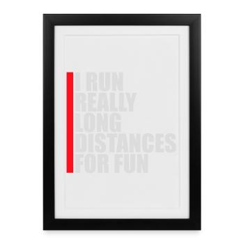 Je cours de très longues distances pour un marathon amusant - Affiche encadrée (27 × 37 cm) - noir - Devant