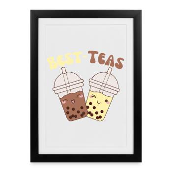 Best Teas cute kawaii bubble tea boba tea - Framed poster (27 × 37 cm) - black - Front