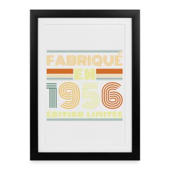 Vintage 1956 Cadeau D'anniversaire 70 ans - Affiche encadrée (27 × 37 cm) - noir - Devant