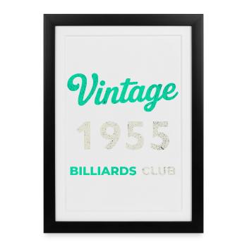 Millésime 1955 – Année de naissance rétro du Billiards Club - Affiche encadrée (27 × 37 cm) - noir - Devant