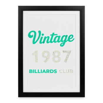 Vintage 1987 – Année de naissance rétro du Billiards Club - Affiche encadrée (27 × 37 cm) - noir - Devant