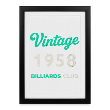 Millésime 1958 – Année de naissance rétro du Billiards Club - Affiche encadrée (27 × 37 cm) - noir - Devant