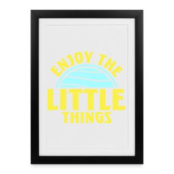 Enjoy The Little Things Gratitude Mindfulness - Framed poster (27 × 37 cm) - black - Front