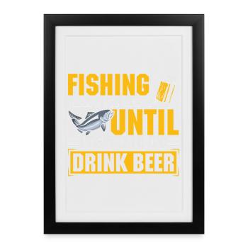 Pêcheur pêcheur Pêcheur sportif Bière pêcheur - Affiche encadrée (27 × 37 cm) - noir - Devant