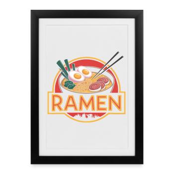 Ramen préhistorique - Design pour les amateurs de gastronomie - Affiche encadrée (27 × 37 cm) - noir - Devant
