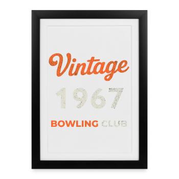 Millésime 1967 – Année de naissance rétro du Bowling Club - Affiche encadrée (27 × 37 cm) - noir - Devant