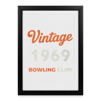 Millésime 1969 – Année de naissance rétro du Bowling Club - Affiche encadrée (27 × 37 cm) - noir - Devant
