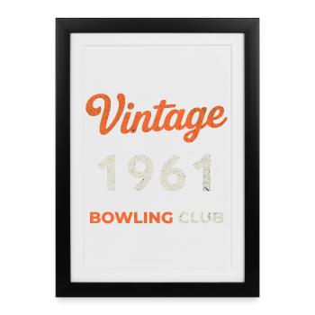 Vintage 1961 – Année de naissance rétro du Bowling Club - Affiche encadrée (27 × 37 cm) - noir - Devant