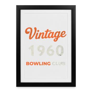 Millésime 1960 – Année de naissance rétro du Bowling Club - Affiche encadrée (27 × 37 cm) - noir - Devant