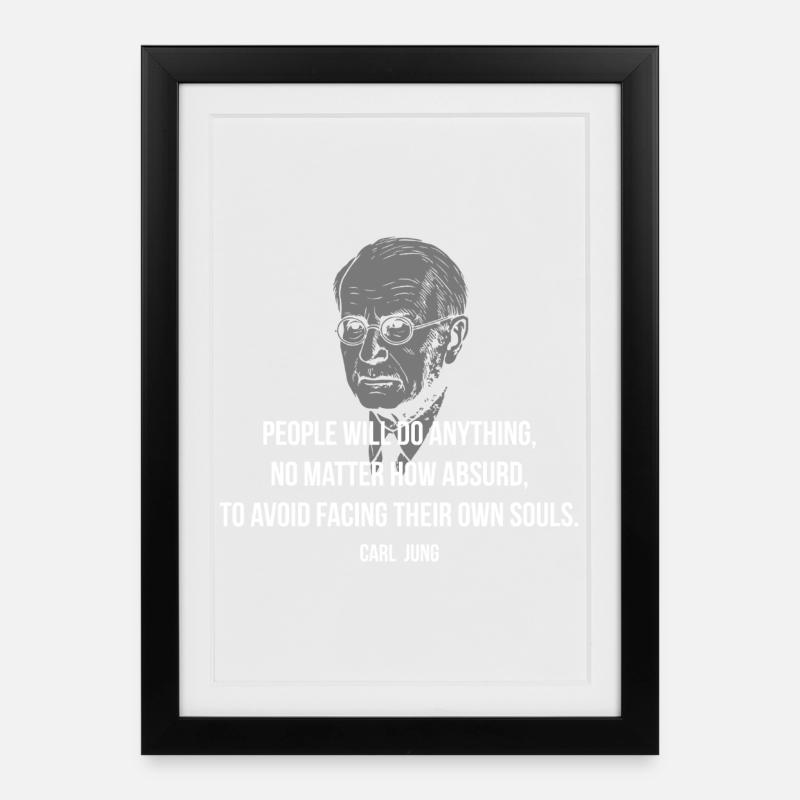 Carl Jungs sjælerefleksionscitat - Indrammet plakat (27 × 37 cm) - sort