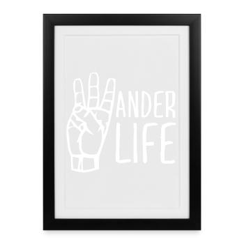 Wander Life Hand Sign - West Coast Wanderer - Framed poster (27 × 37 cm) - black - Front
