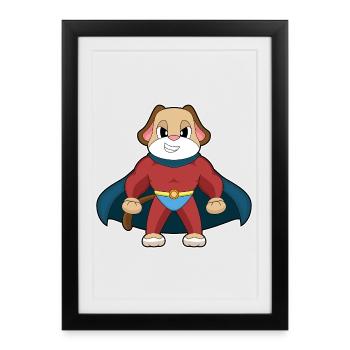 Dog Superhero Cloak - Framed poster (27 × 37 cm) - black - Front